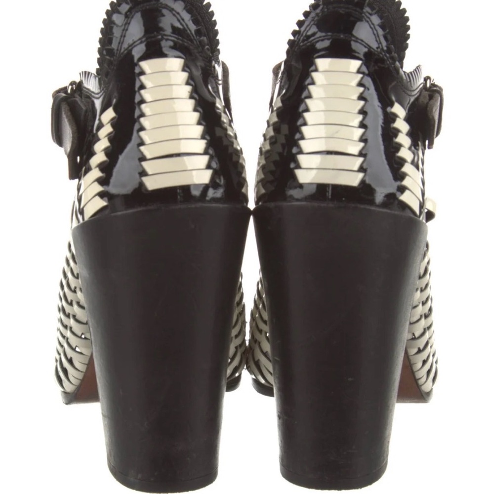 Proenza Schouler Woven Open-Toe Block Heel Sandal - Black & CreamSZ 38.5 - Picture 3 of 4